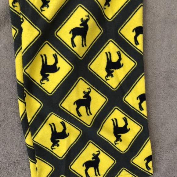 Old Navy Yellow Black Deer Caution Pajama Pants XL 14 - Picture 2 of 9